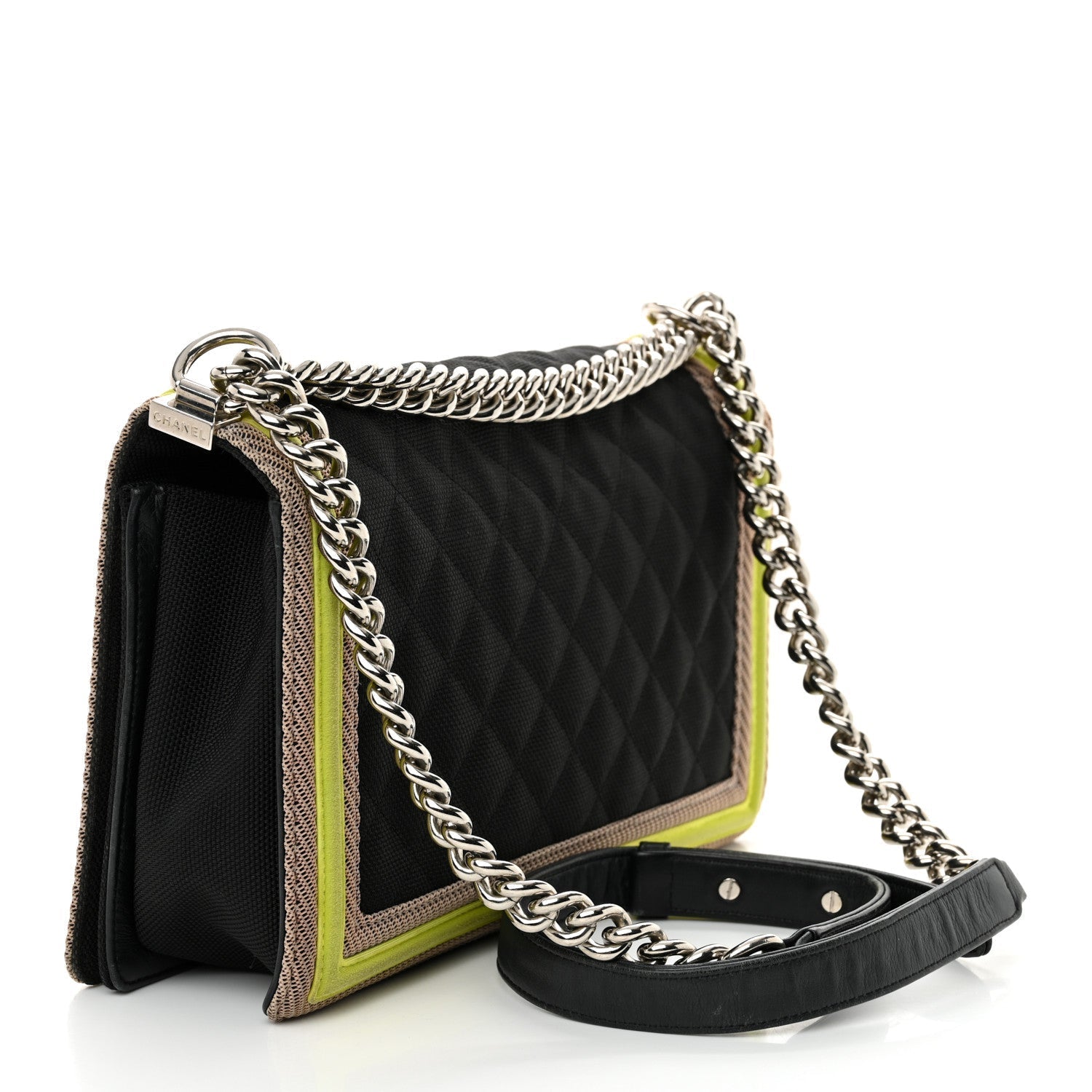 Canvas Quilted New Medium Fluo Boy Flap Black Grey Yellow