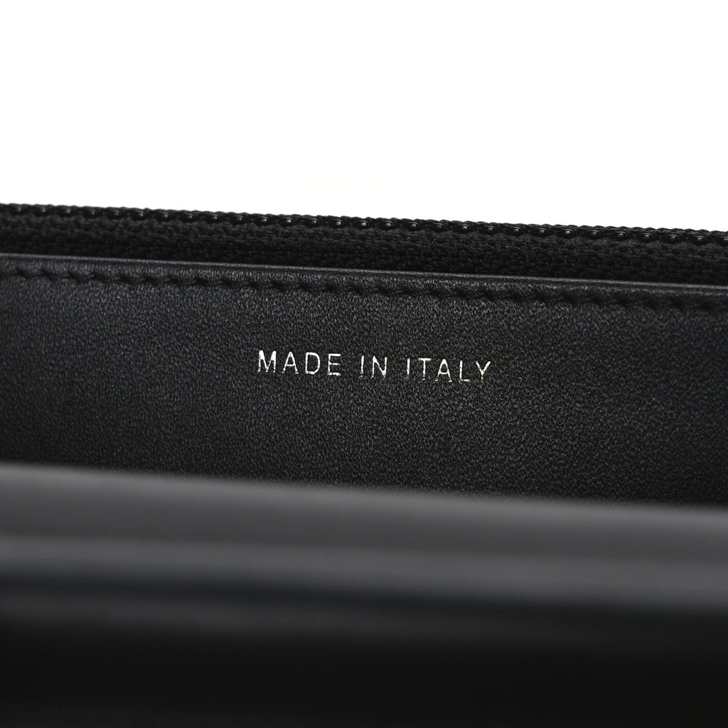 Patent Calfskin Quilted Boy Wallet On Chain WOC Black