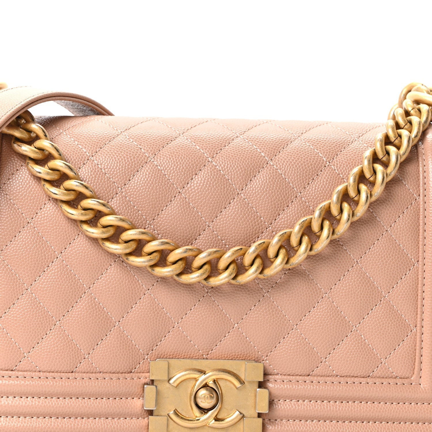 Caviar Quilted Medium Boy Flap Beige