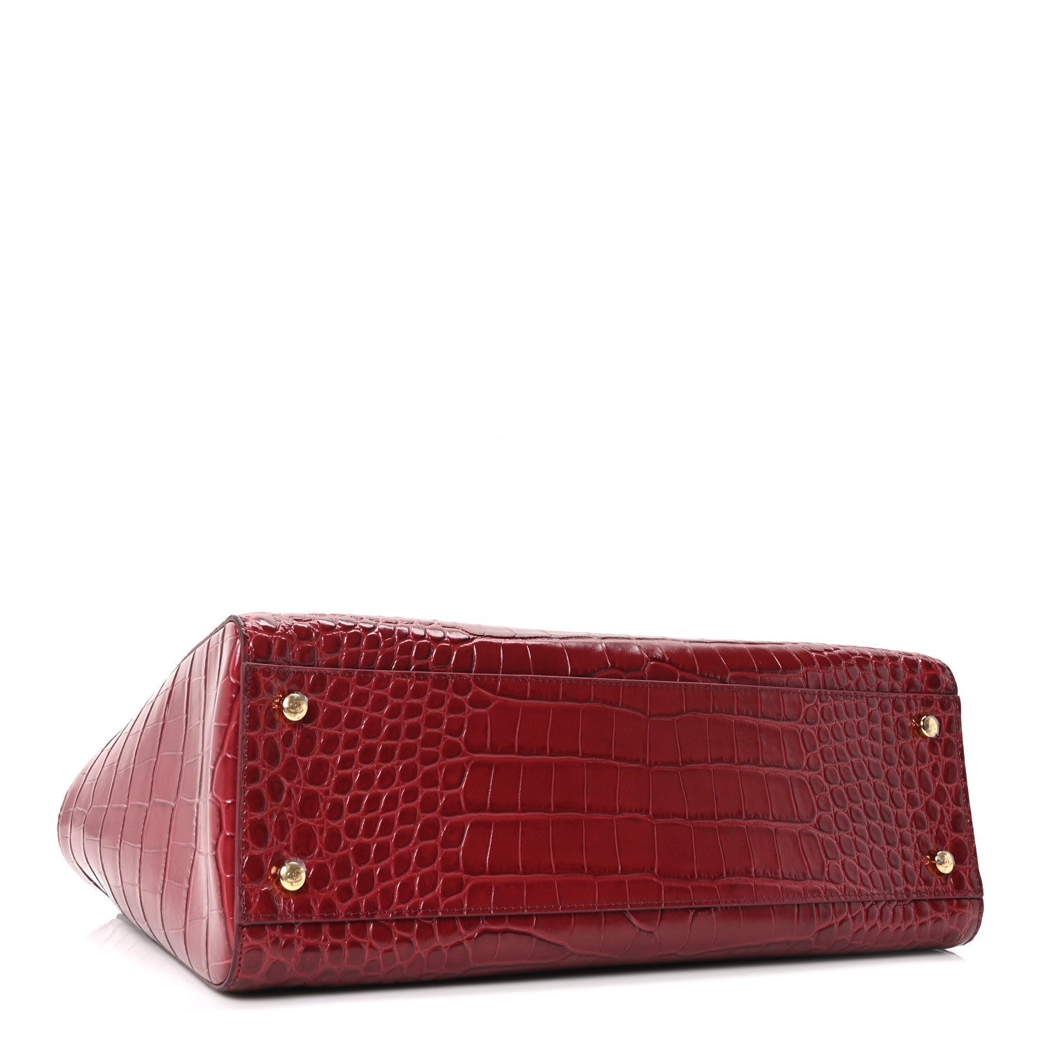 Calfskin Crocodile Embossed Archetype Small Shopper Tote Burgundy