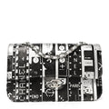 Lambskin Graffiti Printed Medium Double Flap Black Silver