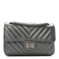 Metallic Aged Calfskin Chevron Quilted 2.55 Reissue Mini Flap Grey