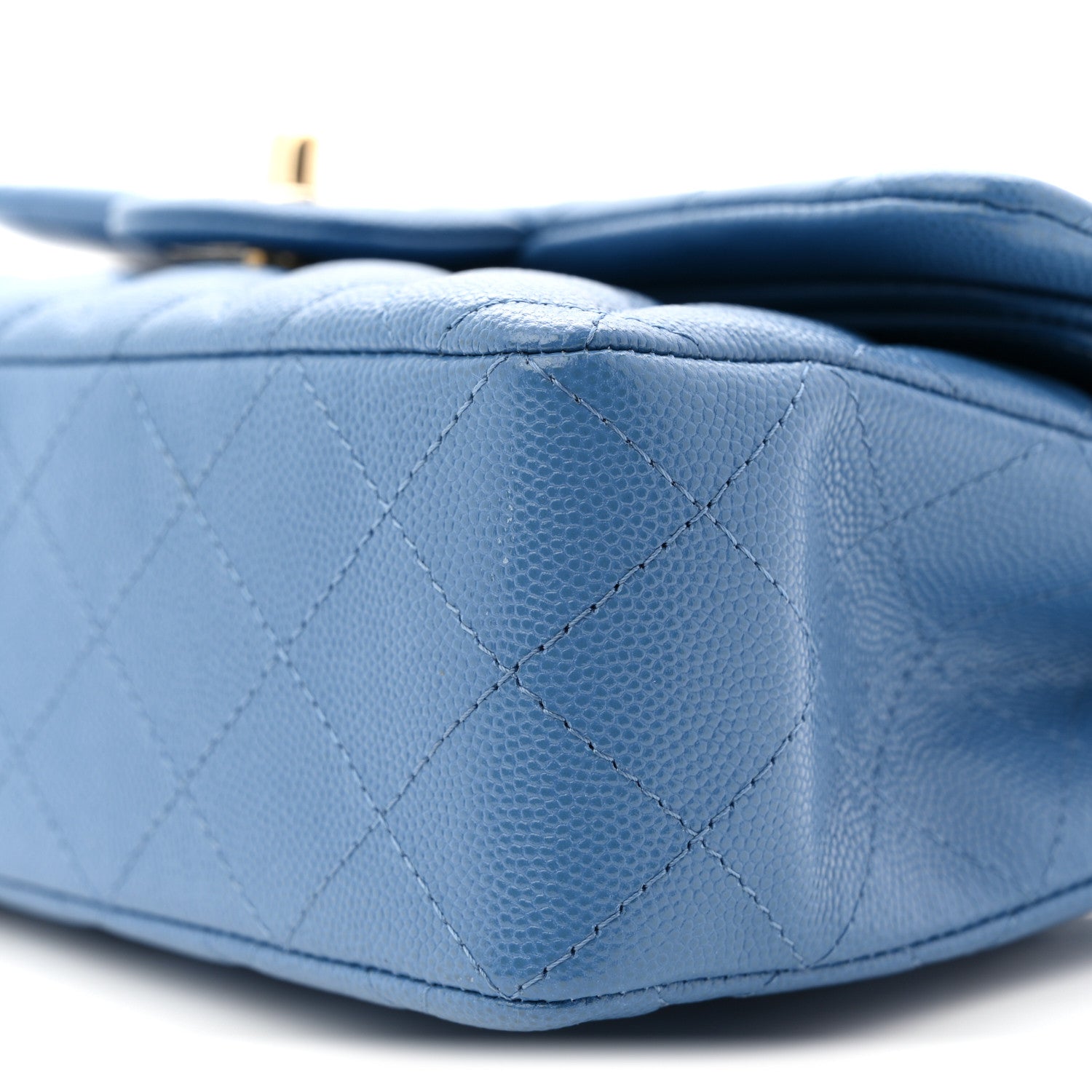 Caviar Quilted Small Double Flap Blue