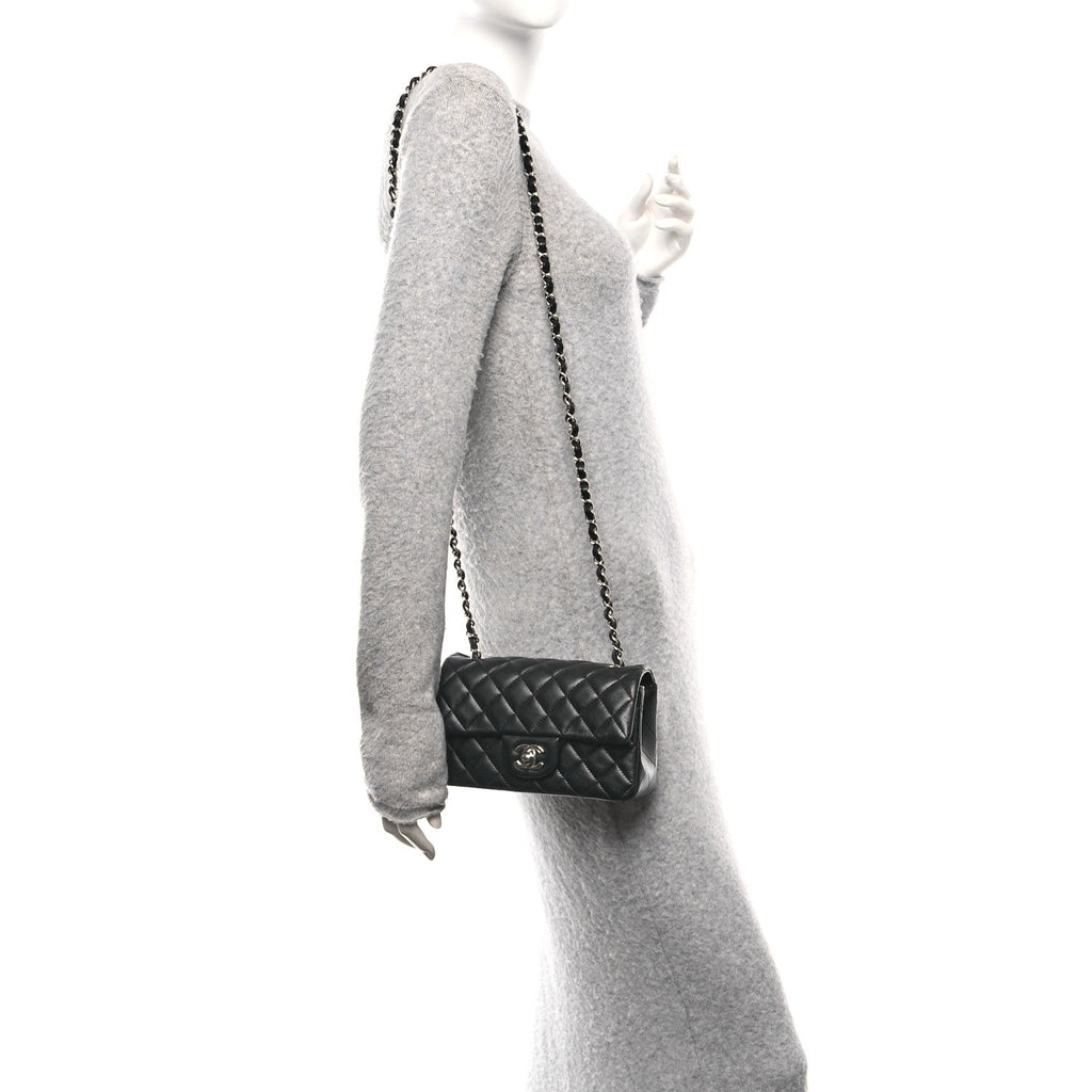 Lambskin Quilted Mini Rectangular Flap Black