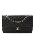 Caviar Quilted Medium Double Flap Black