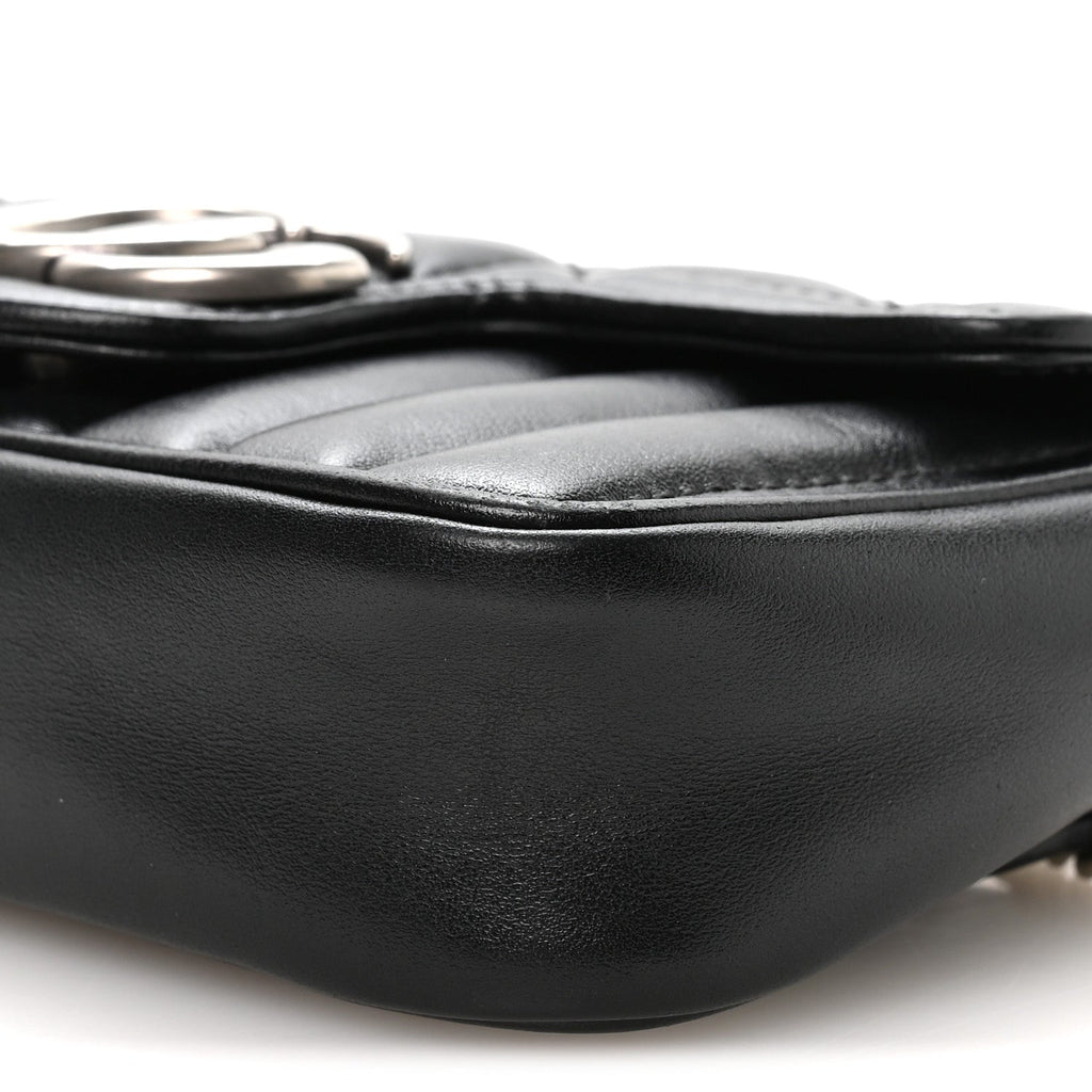 Calfskin Matelasse Aria Super Mini GG Marmont Shoulder Bag Black