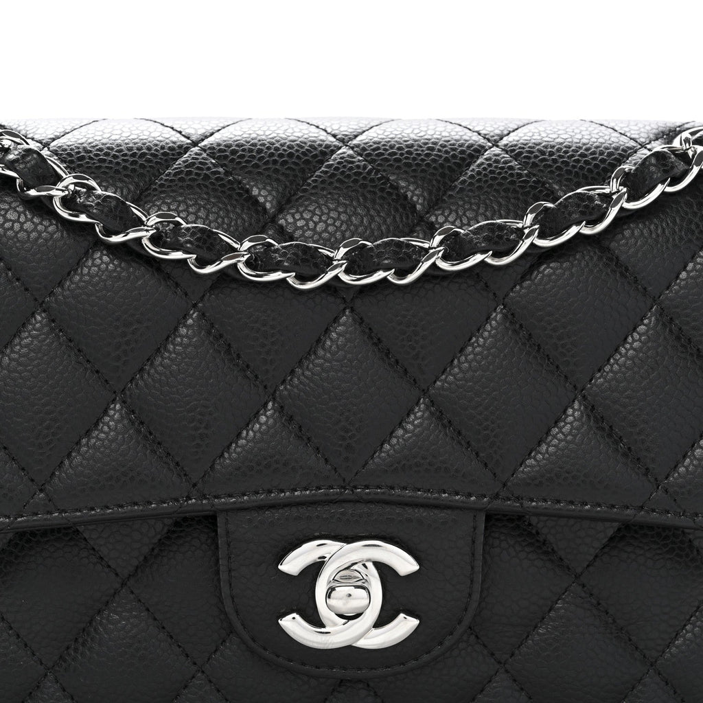 Caviar Quilted Small Double Flap Black
