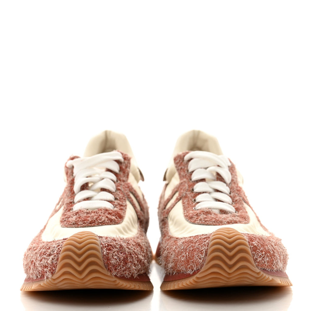Nylon Brushed Suede Flow Runner Sneakers 40 Red Soft White