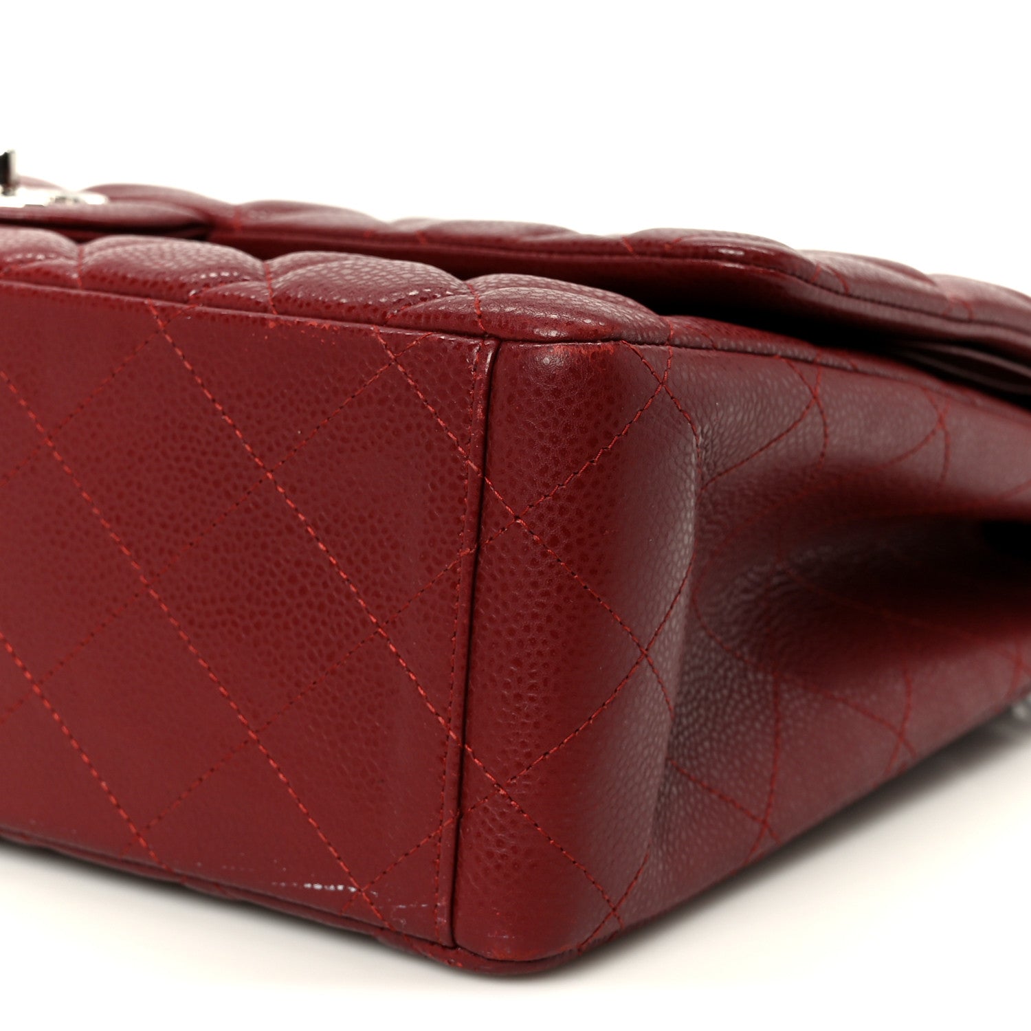 Caviar Quilted Maxi Double Flap Dark Red