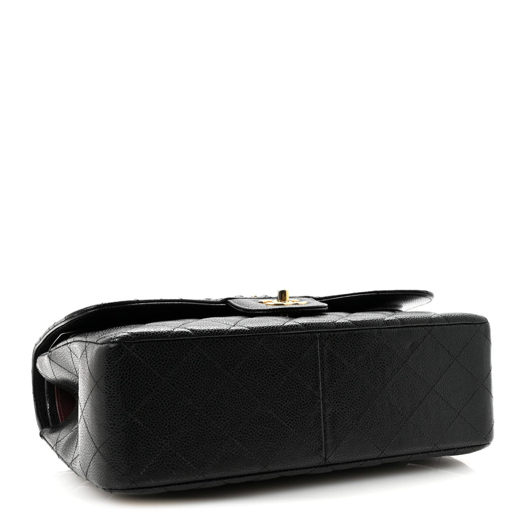 Caviar Quilted Jumbo Double Flap Black
