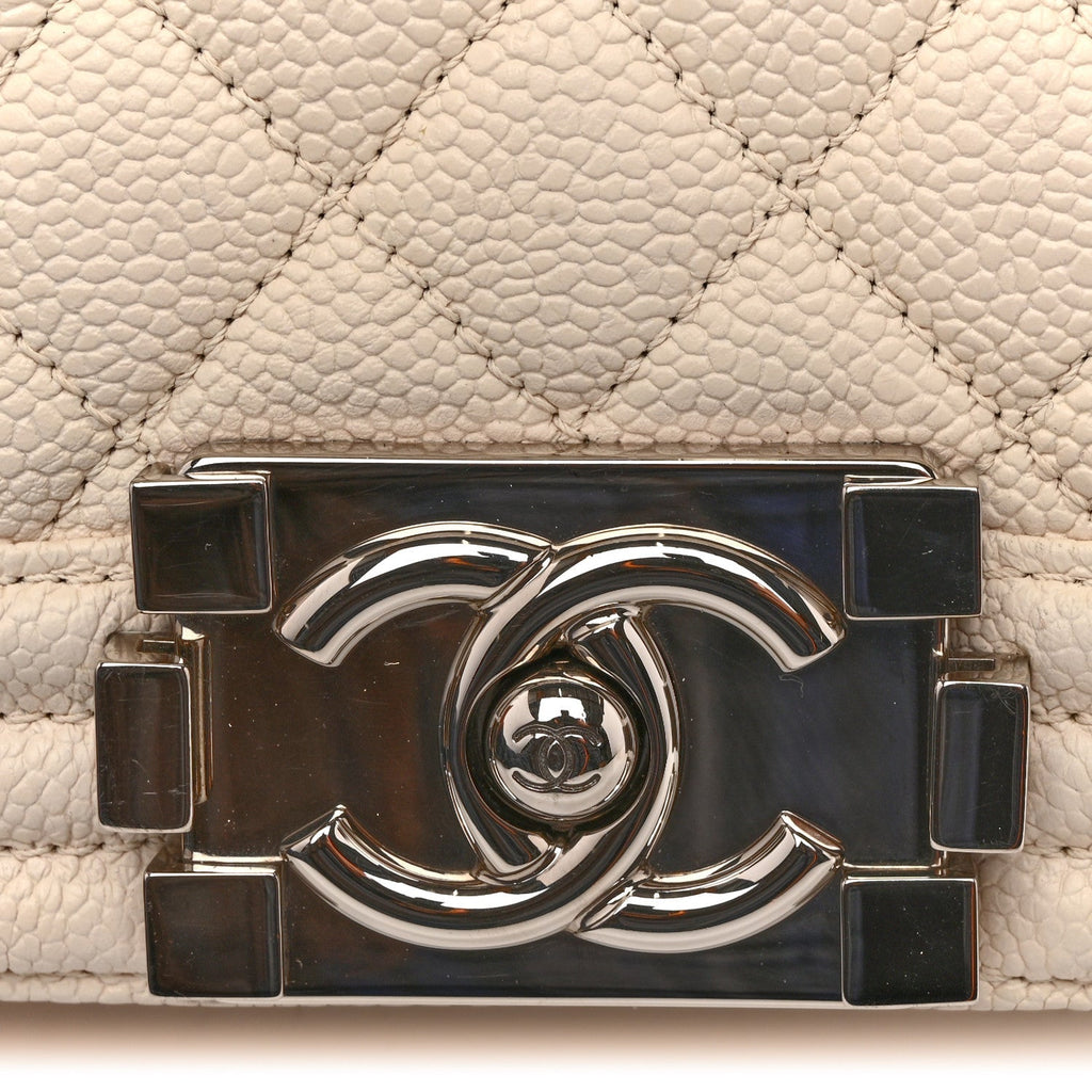 Caviar Quilted Small Boy Flap White