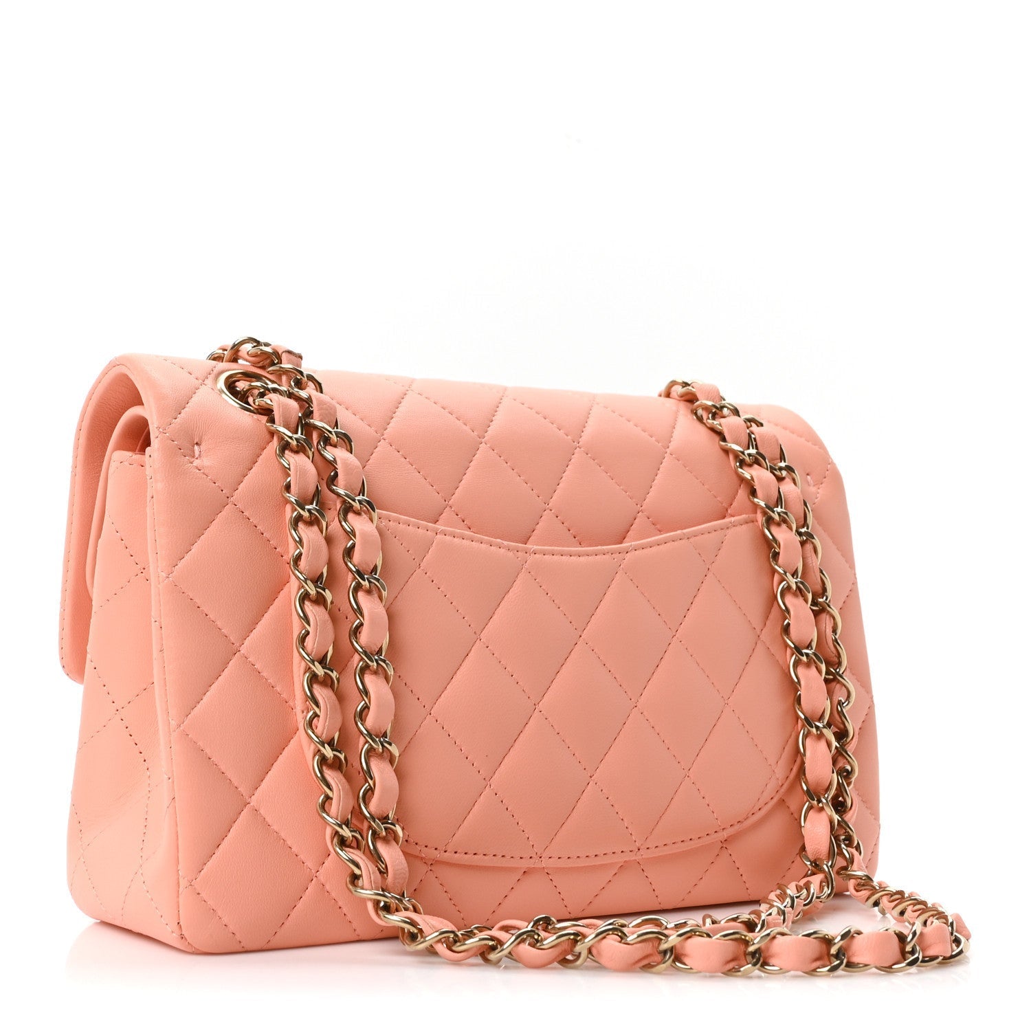 Lambskin Quilted Small Double Flap Light Orange