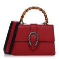 Dollar Calfskin Crystal Web Medium Dionysus Bamboo Top Handle Bag Hibiscus Red Black Diamond