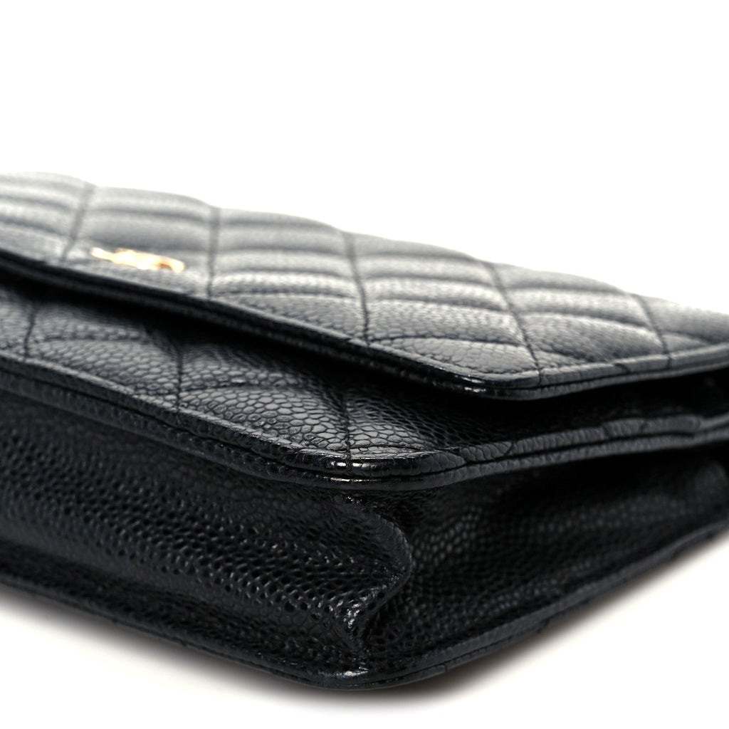 Caviar Quilted Wallet on Chain WOC Black