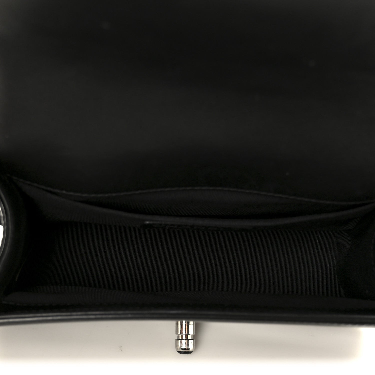 Patent Calfskin Quilted Small Boy Flap Plexiglass Black