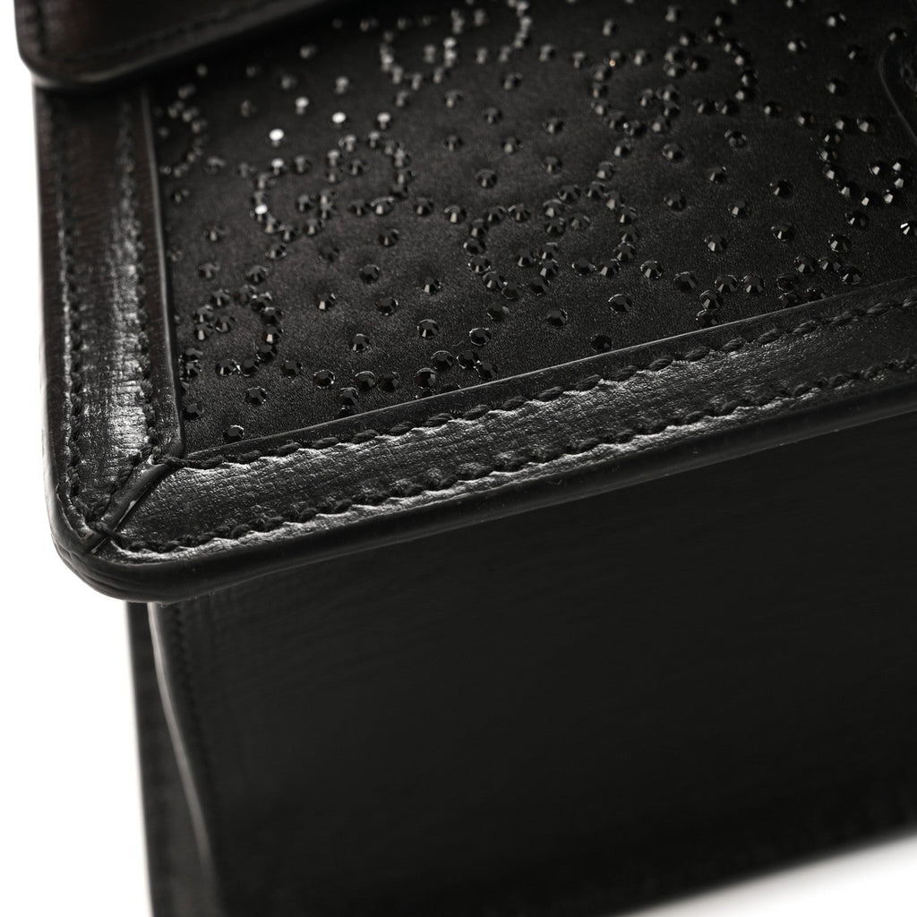 Satin Crystal GG Monogram Mini Dionysus Top Handle Bag Black