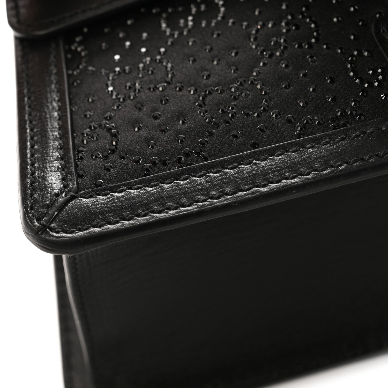 Satin Crystal GG Monogram Mini Dionysus Top Handle Bag Black