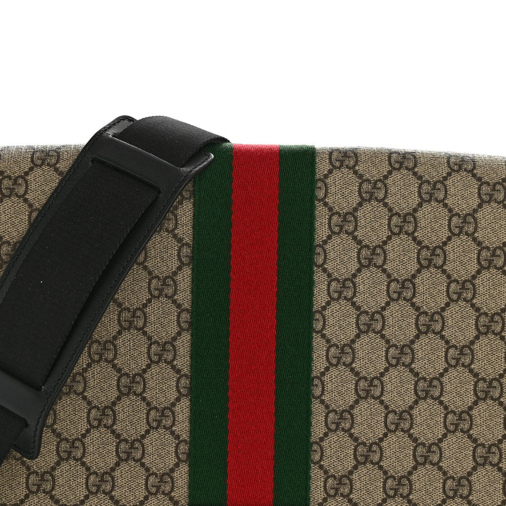 GG Supreme Monogram Web Flap Messenger Bag Black