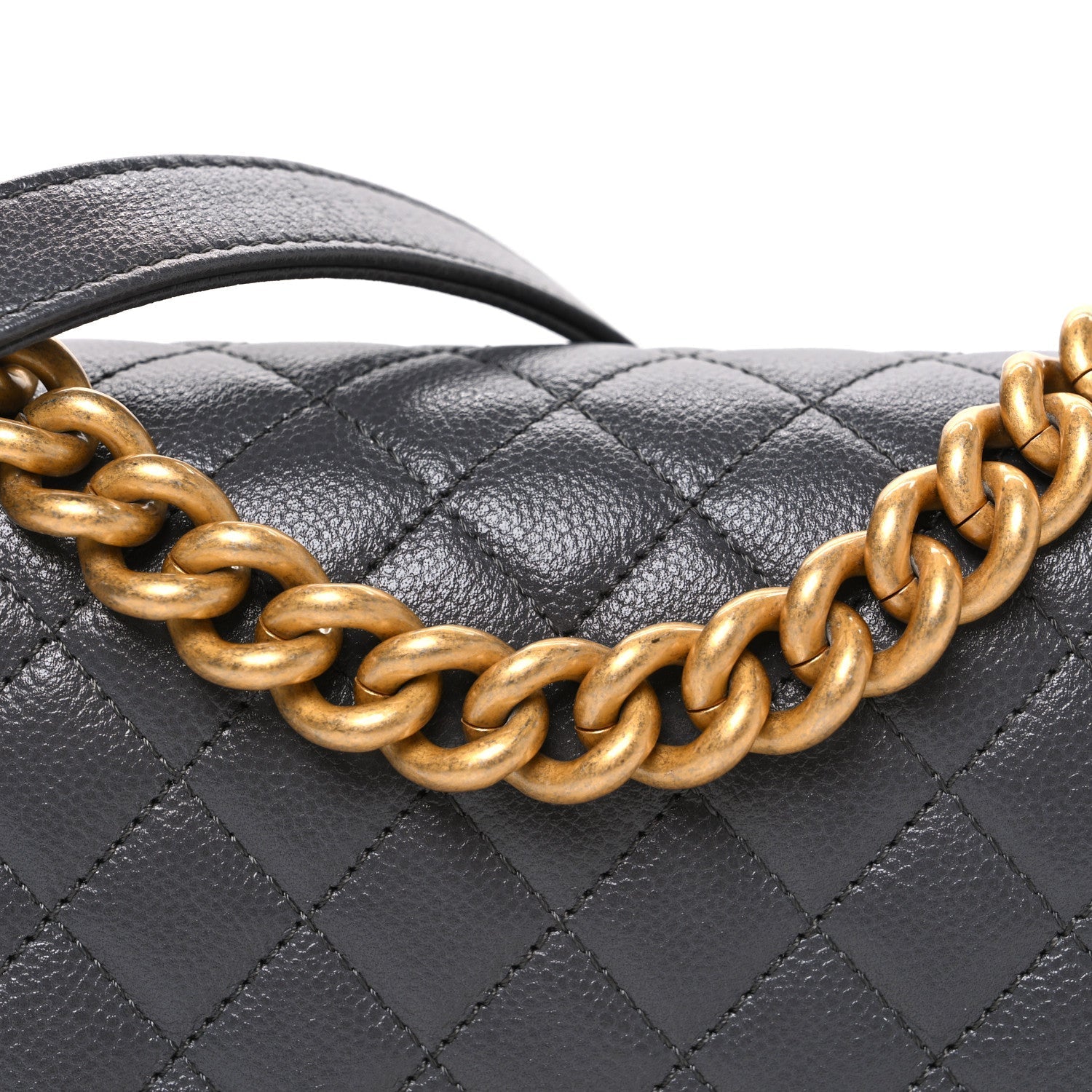 Caviar Quilted Small Boy Flap Dark Grey