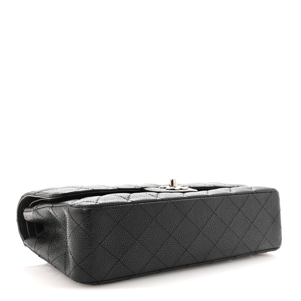 Caviar Quilted Medium Double Flap Black