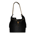 Washed Denim Quilted Medium Chanel 25 Handbag Black