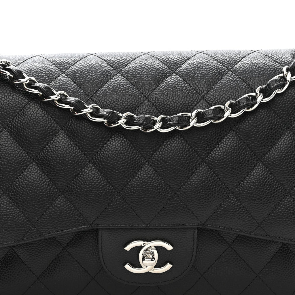 Caviar Quilted Jumbo Double Flap Black