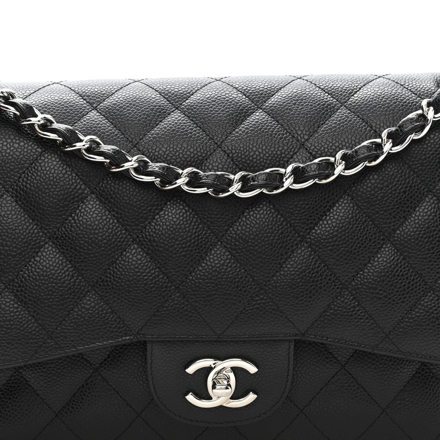 Caviar Quilted Jumbo Double Flap Black