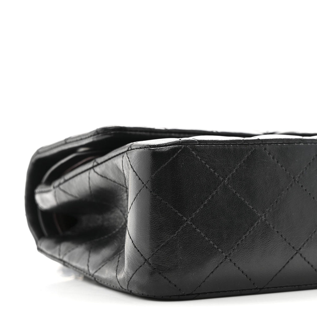 Lambskin Quilted Medium Double Flap Black