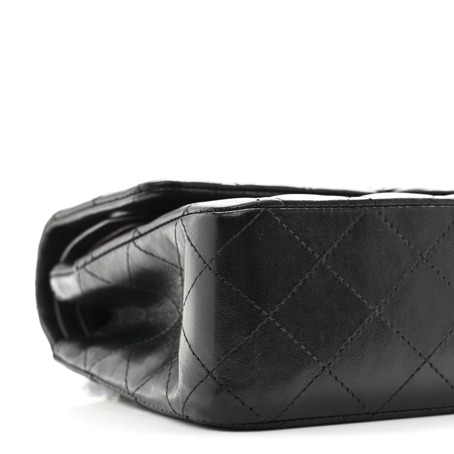 Lambskin Quilted Medium Double Flap Black