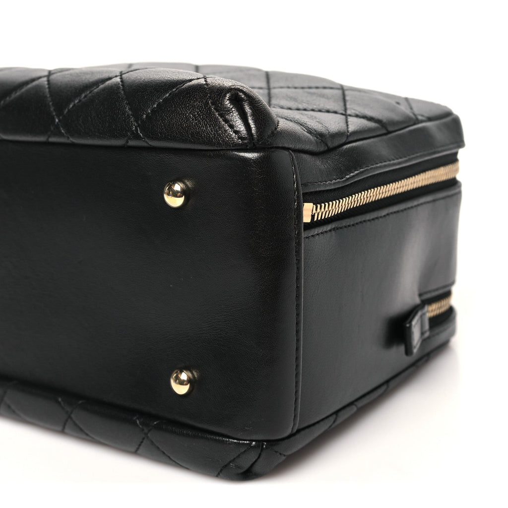 Lambskin Quilted Medium Trendy CC Bowling Bag Black