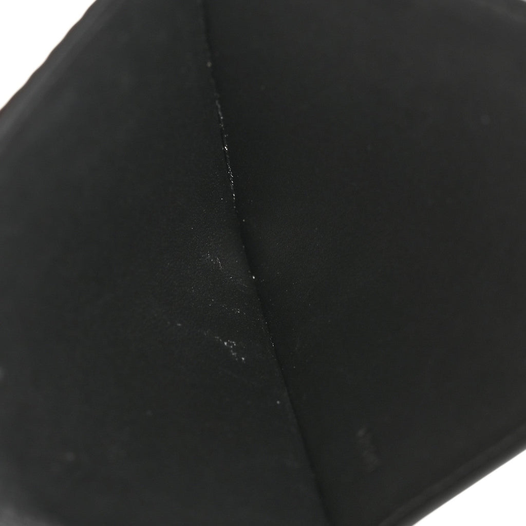 Textured Calfskin Plain Cardholder Black