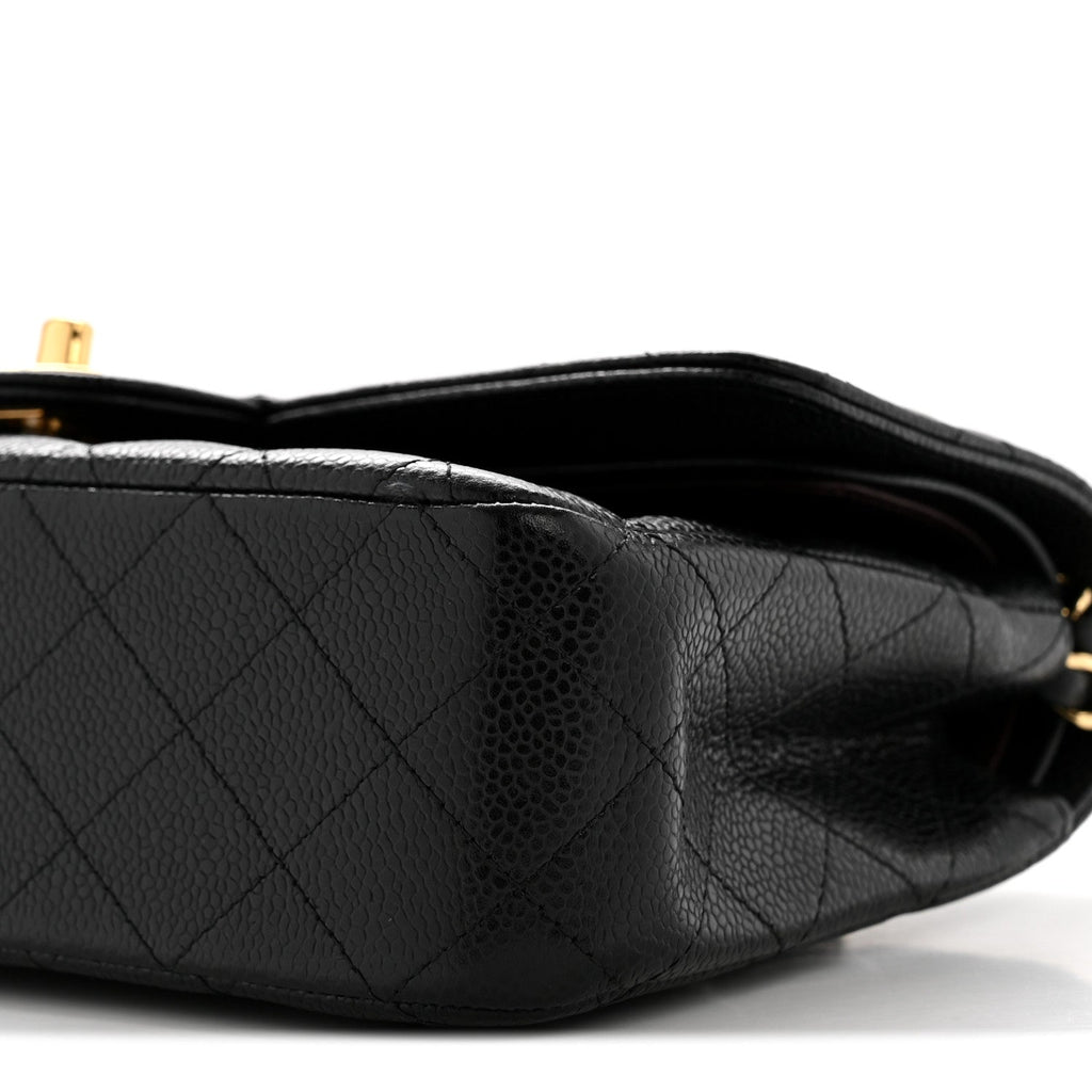 Caviar Quilted Medium Double Flap Black