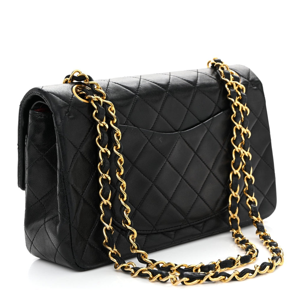 Lambskin Quilted Small Double Flap Black