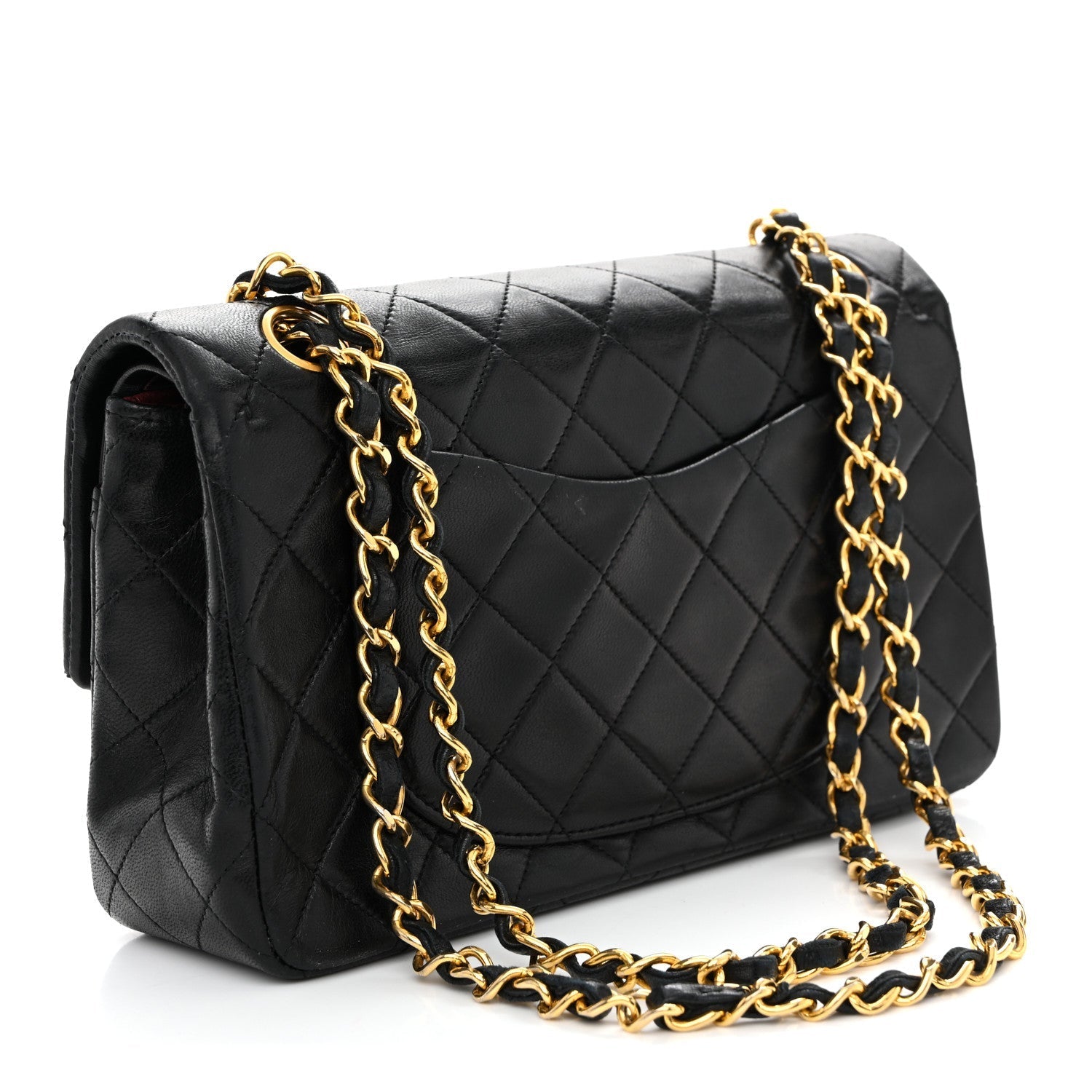 Lambskin Quilted Small Double Flap Black