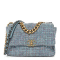 Tweed Quilted Large Chanel 19 Flap Blue Multicolor