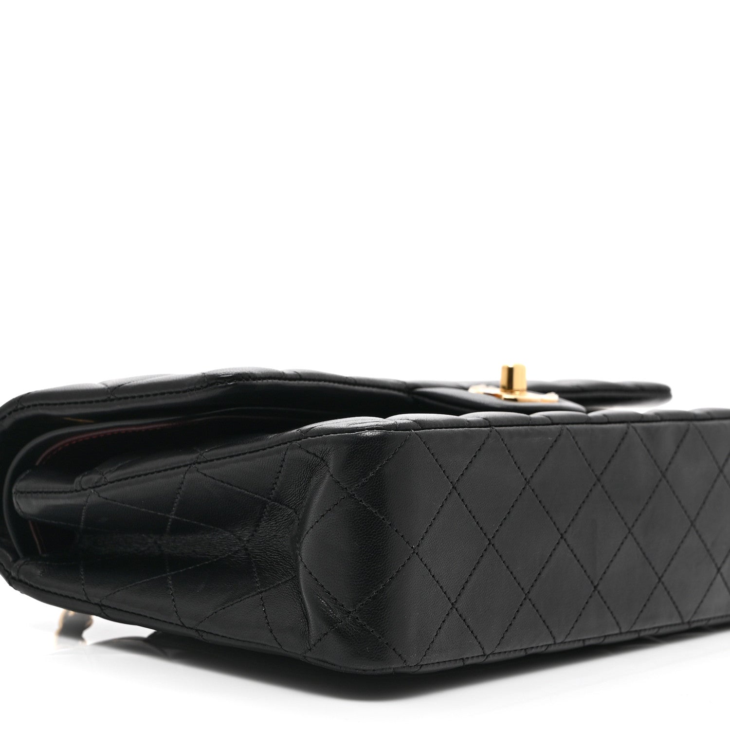 Lambskin Quilted Medium Double Flap Black