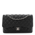 Caviar Quilted Jumbo Double Flap Black