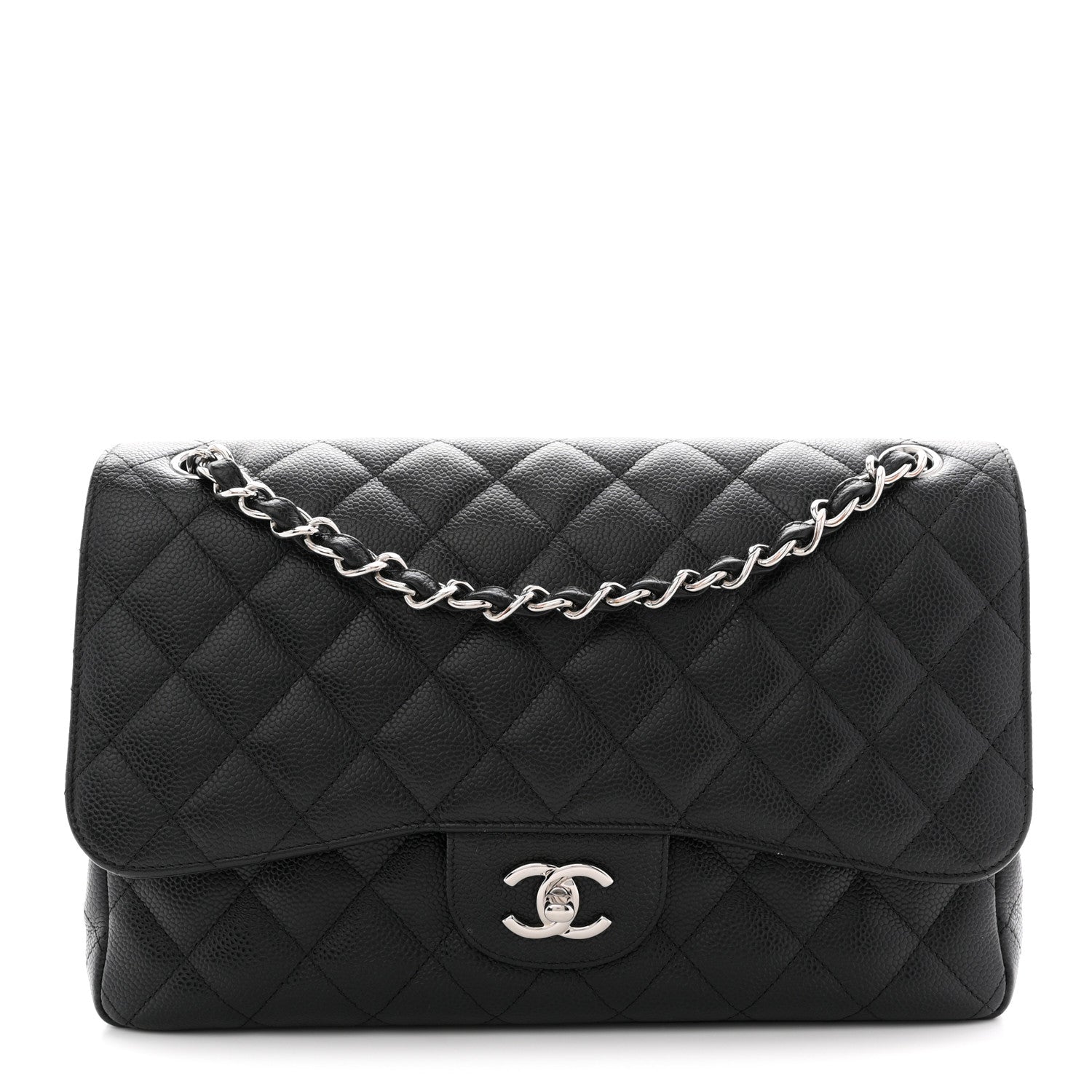Caviar Quilted Jumbo Double Flap Black