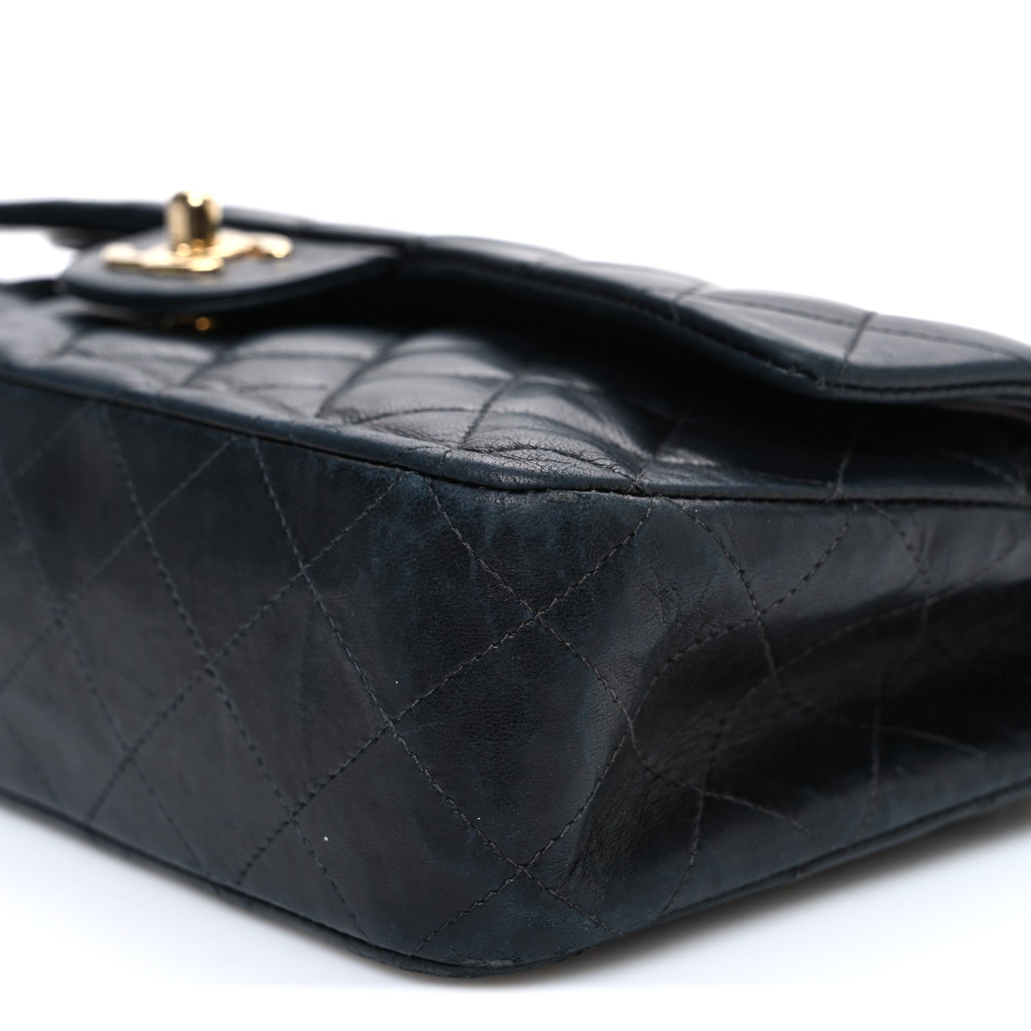 Lambskin Quilted Medium Double Flap Black