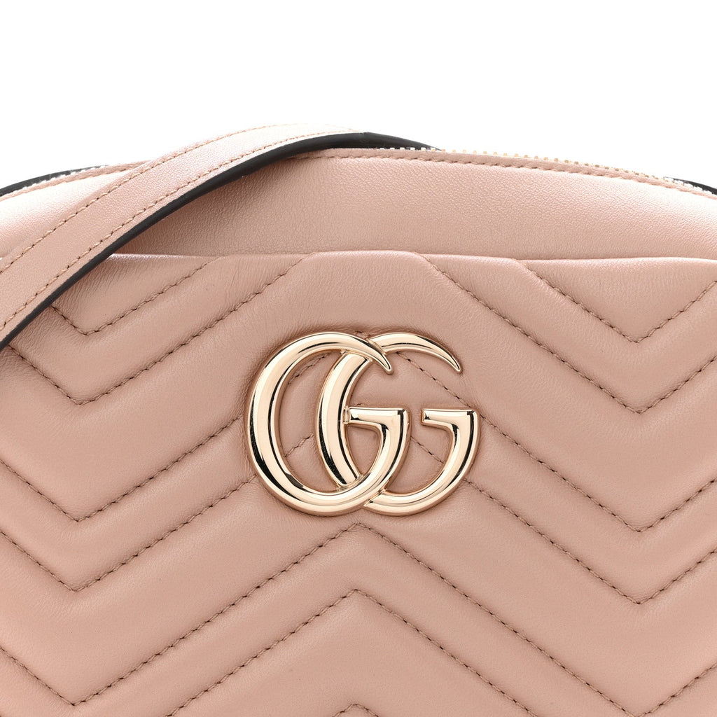 Calfskin Matelasse Small GG Marmont Camera Bag Pink Beige