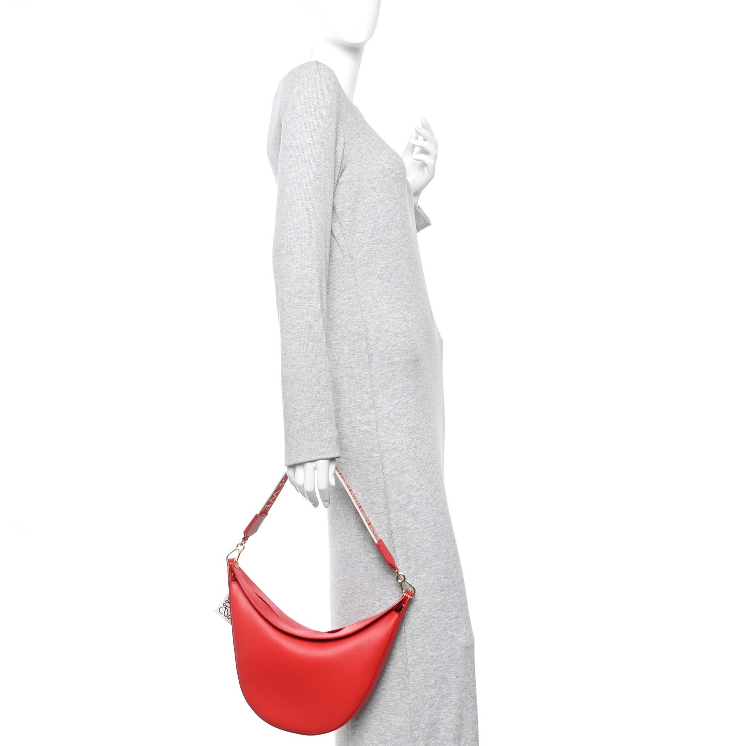 Satin Calfskin Jacquard Luna Bag Scarlet Red