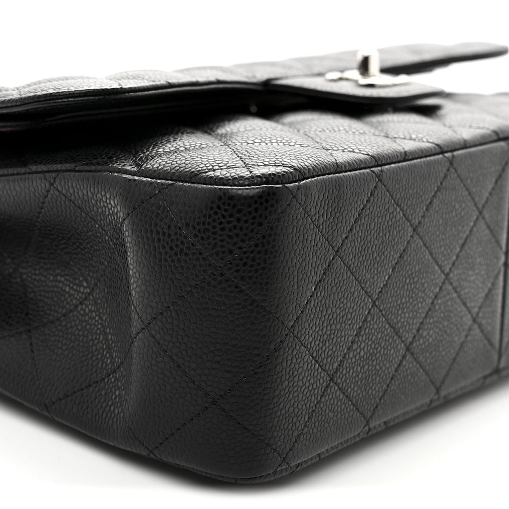 Caviar Quilted Jumbo Double Flap Black
