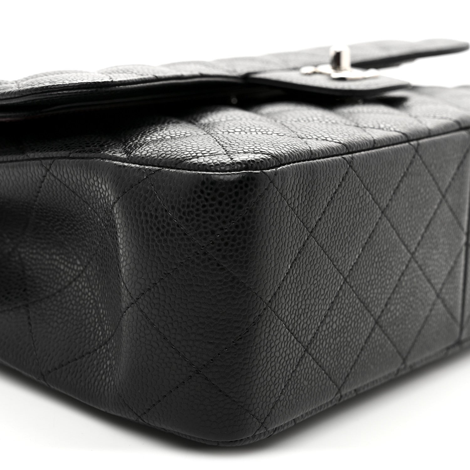Caviar Quilted Jumbo Double Flap Black