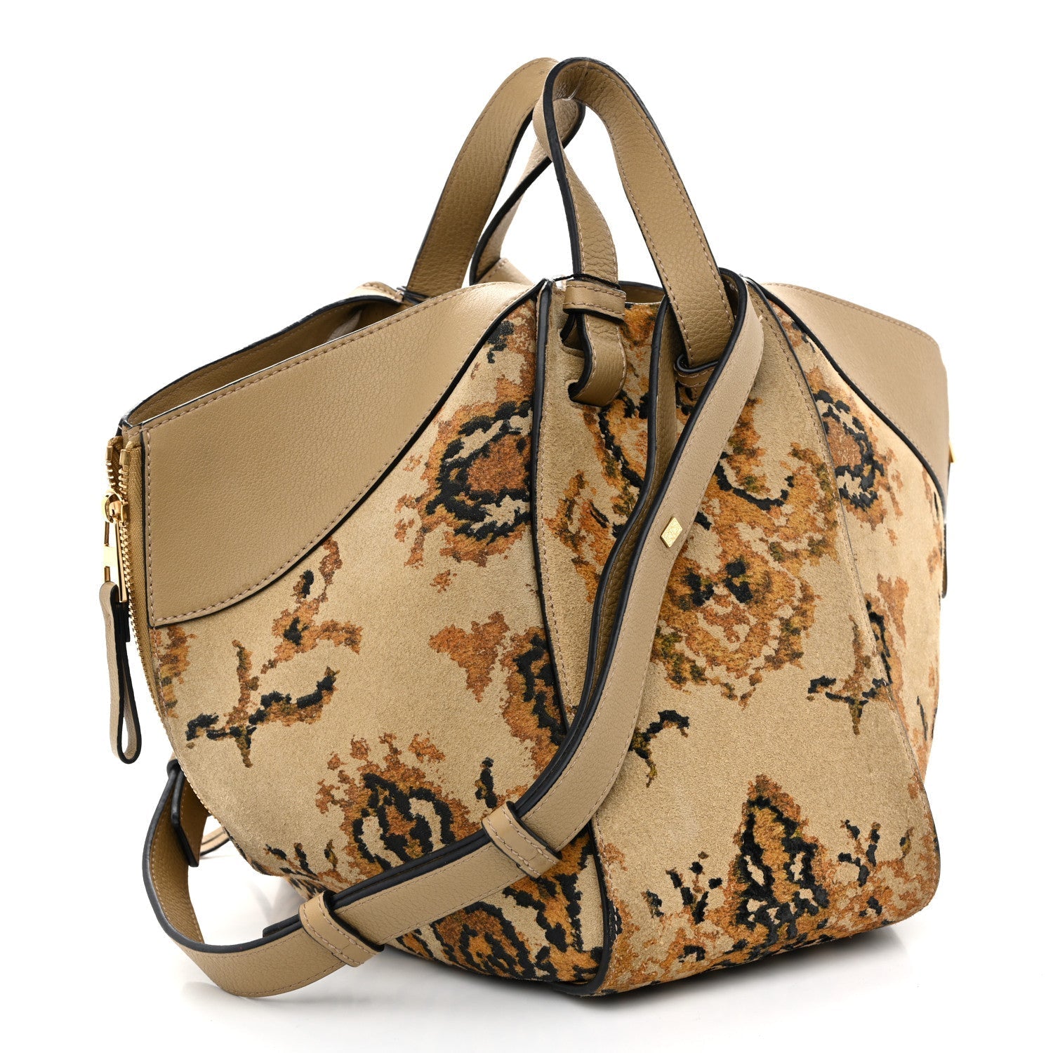 Suede Tapestry Small Hammock Shoulder Bag Multicolor