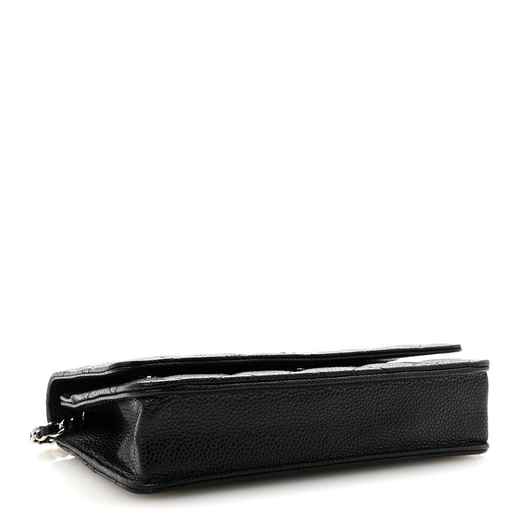 Caviar Quilted Wallet on Chain WOC Black