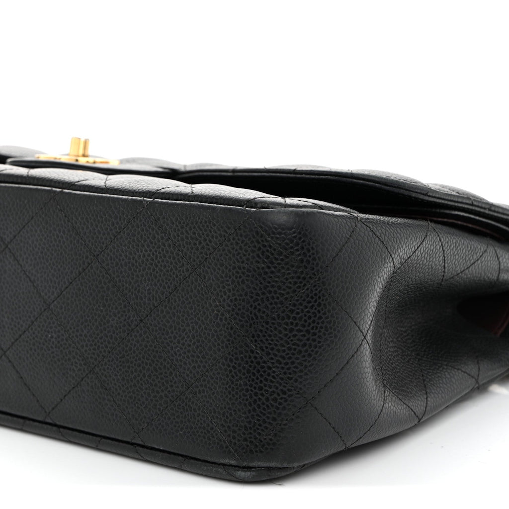 Caviar Quilted Jumbo Double Flap Black