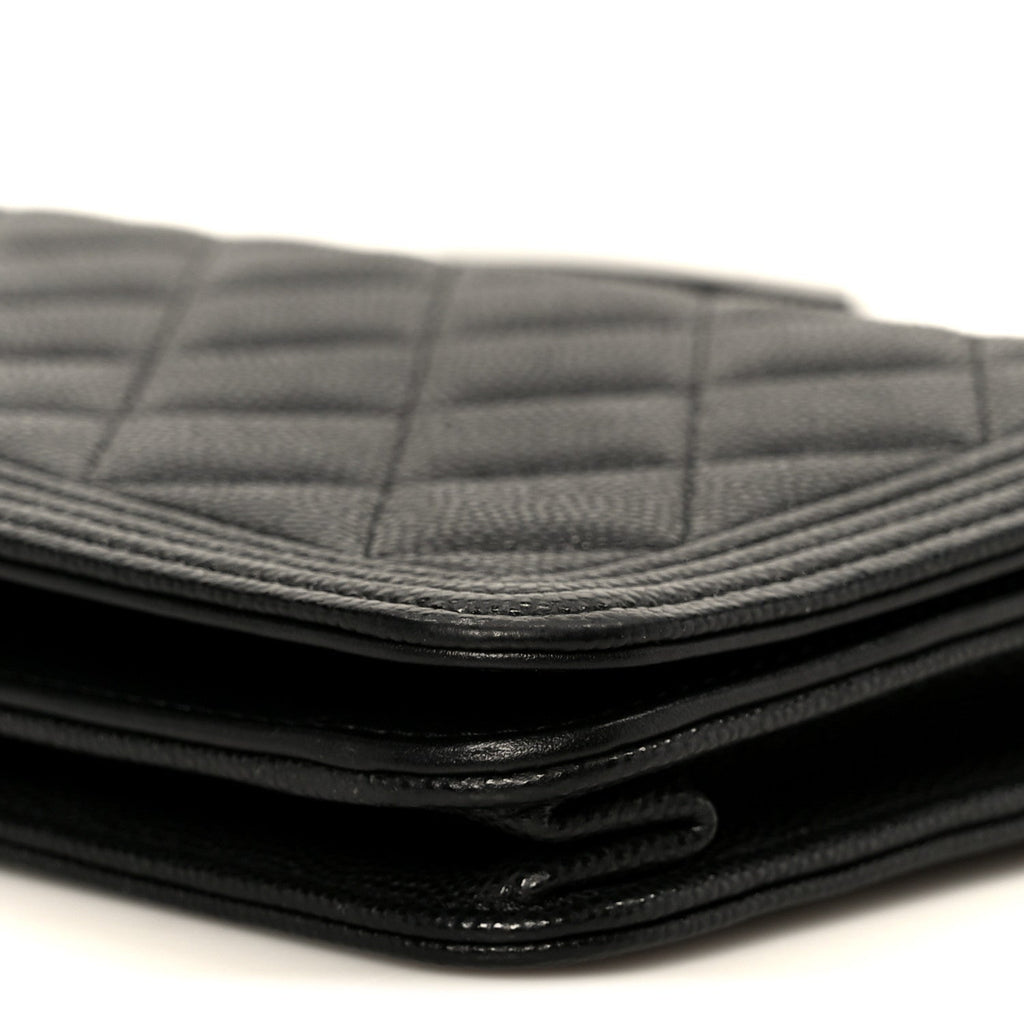 Caviar Quilted Boy Wallet On Chain WOC Black