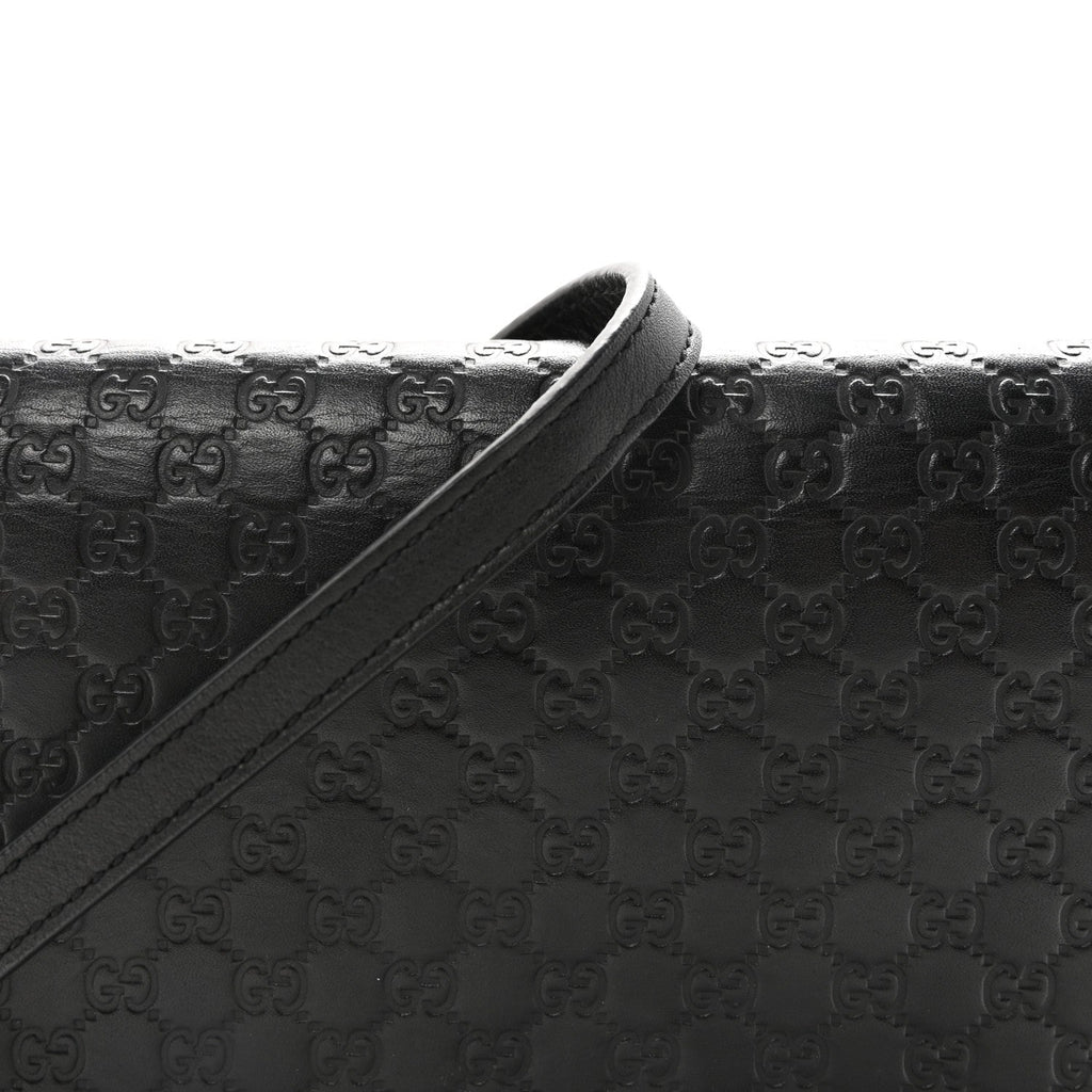 Microguccissima Crossbody Wallet Black