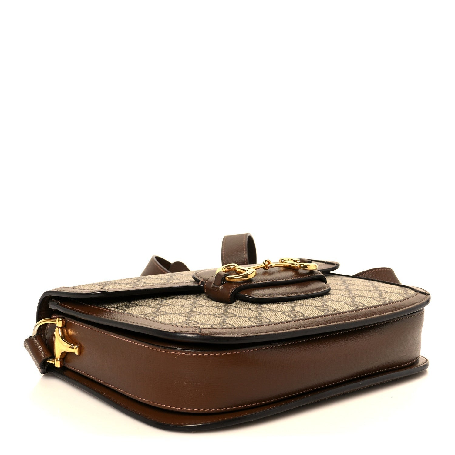 GG Supreme Monogram Horsebit 1955 Shoulder Bag Beige Brown Sugar