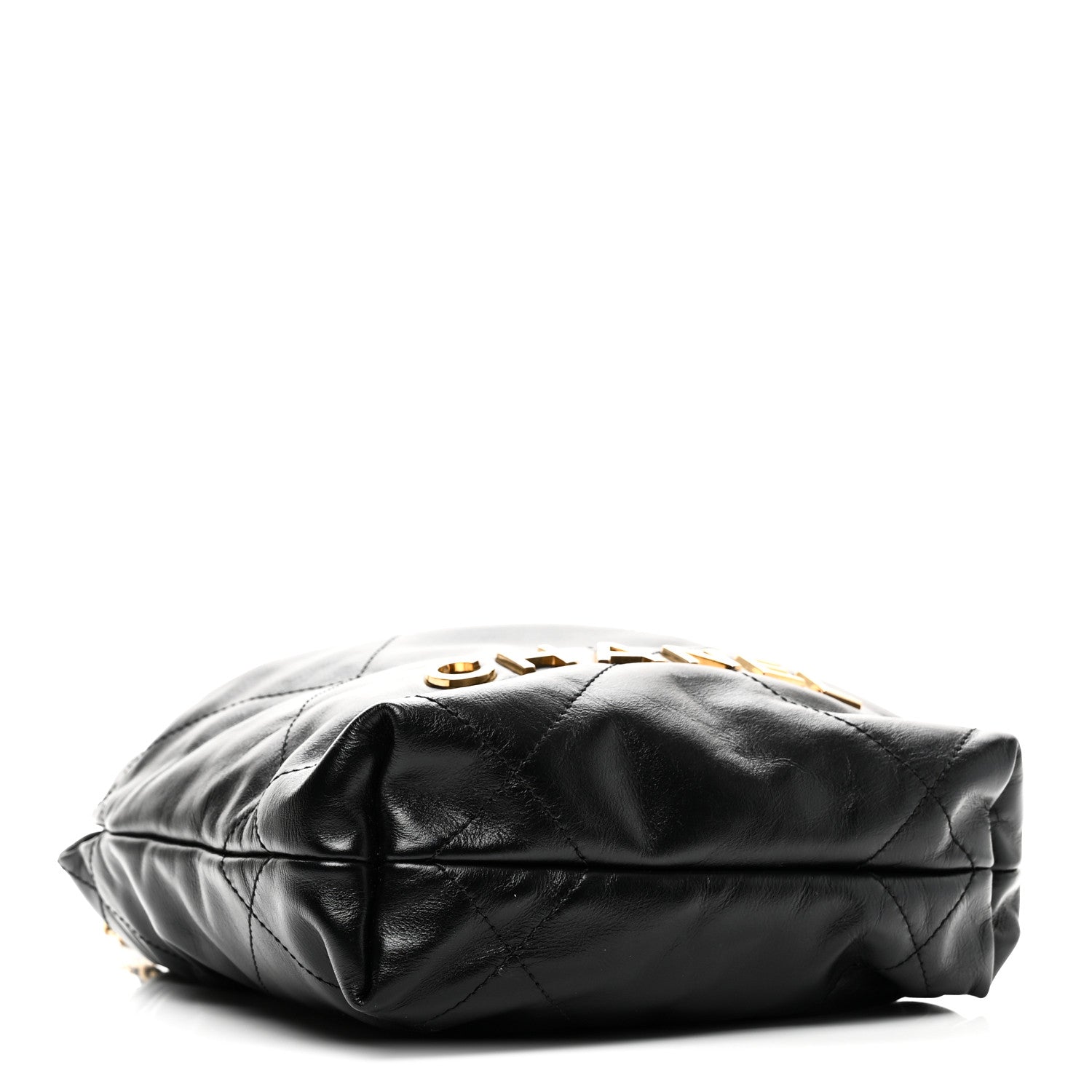 Shiny Calfskin Quilted Pearl CC Chain Mini Chanel 22 Black